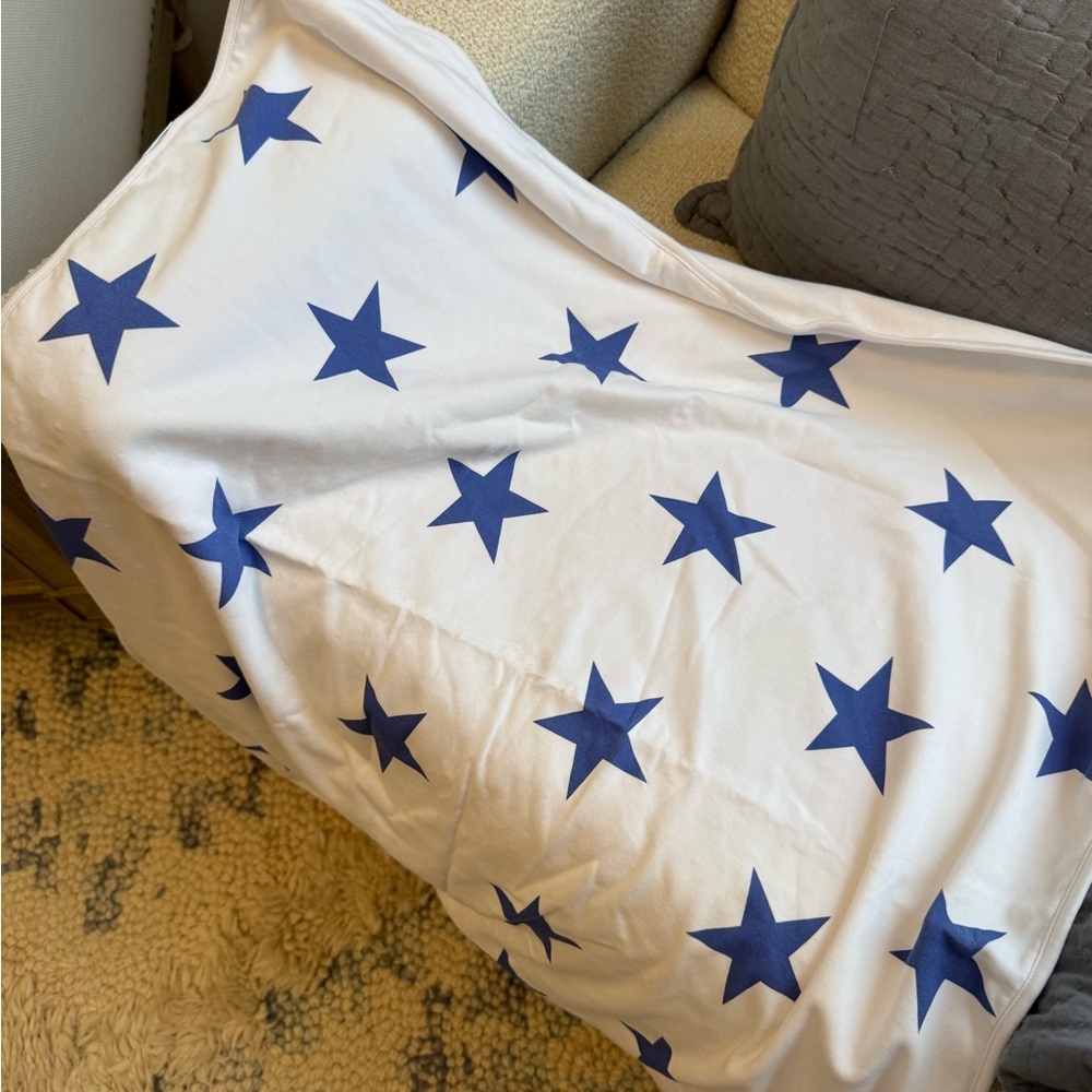 Sammy + Nat White Cotton Blanket with Black Logo Print